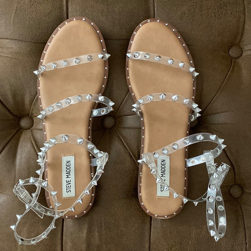 Steve Madden Clear Studded Ankle Strap Sandal
